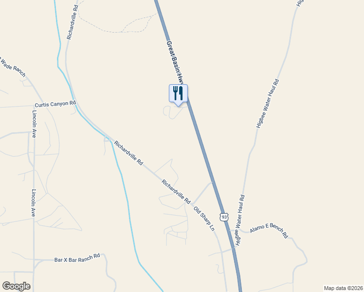 map of restaurants, bars, coffee shops, grocery stores, and more near Great Basin Highway in Alamo