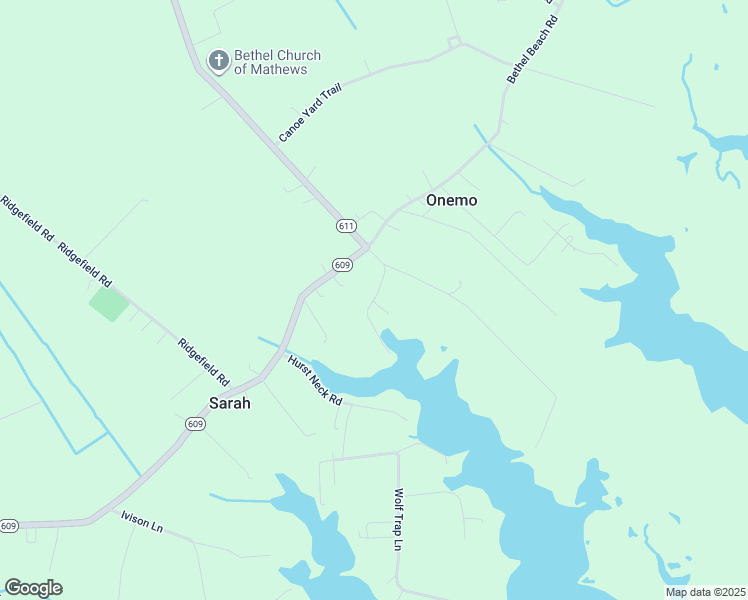 map of restaurants, bars, coffee shops, grocery stores, and more near Old Mill Landing in Mathews County