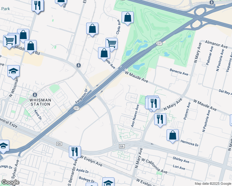 map of restaurants, bars, coffee shops, grocery stores, and more near 700 East Middlefield Road in Mountain View