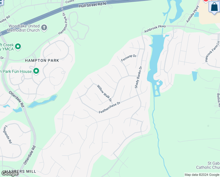 map of restaurants, bars, coffee shops, grocery stores, and more near 7872 Falling Hill Terrace in Chesterfield