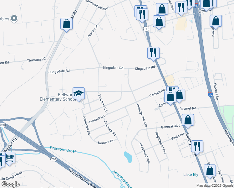 map of restaurants, bars, coffee shops, grocery stores, and more near 2907 Galena Avenue in Richmond