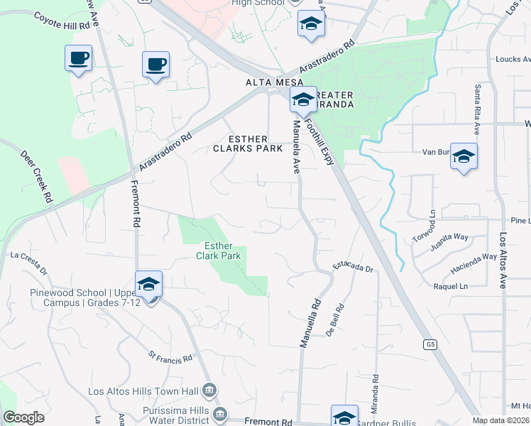 map of restaurants, bars, coffee shops, grocery stores, and more near 888 Robb Road in Palo Alto