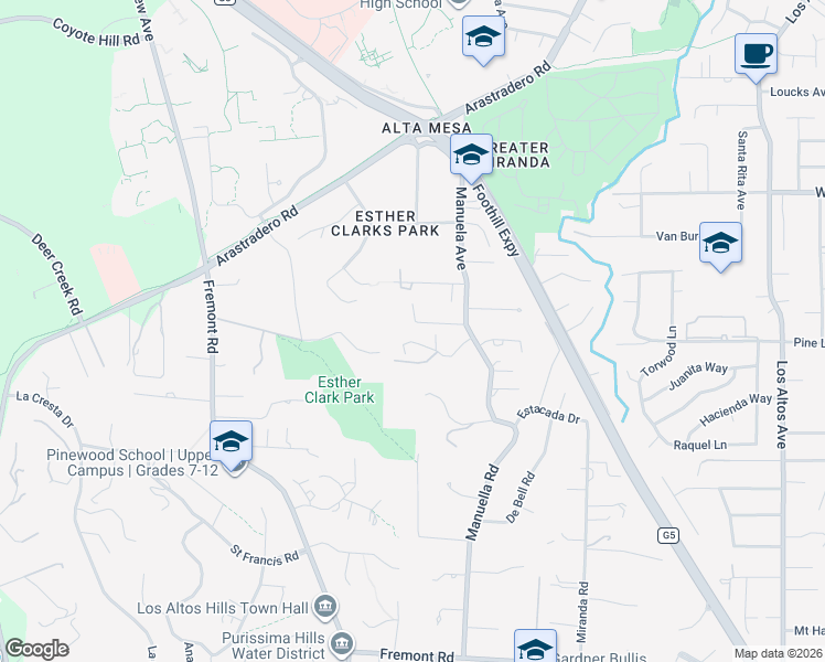 map of restaurants, bars, coffee shops, grocery stores, and more near 888 Robb Road in Palo Alto