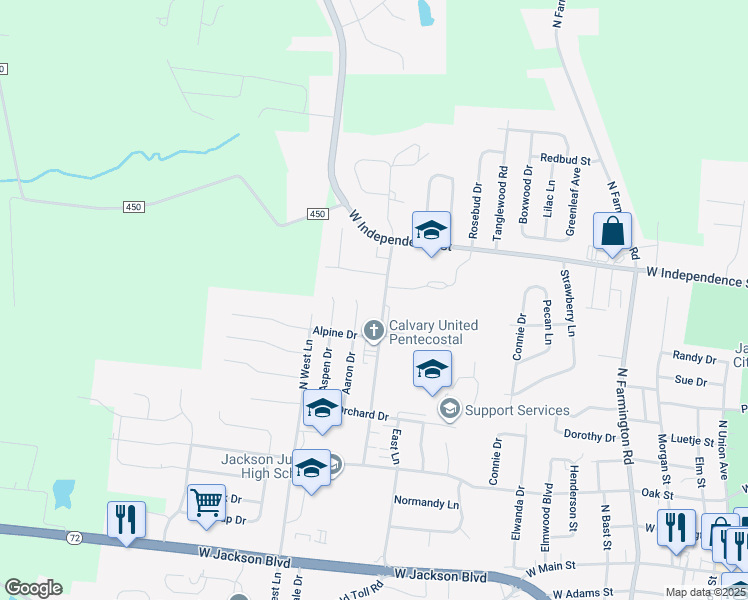map of restaurants, bars, coffee shops, grocery stores, and more near 863 Broadridge Drive in Jackson