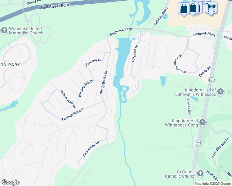 map of restaurants, bars, coffee shops, grocery stores, and more near 14913 Featherchase Drive in Chesterfield