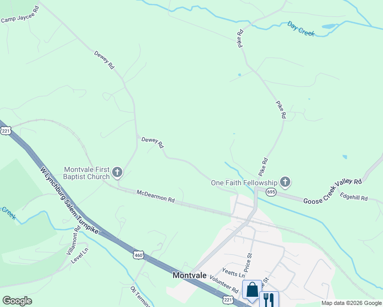 map of restaurants, bars, coffee shops, grocery stores, and more near 1349-1379 Dewey Road in Montvale