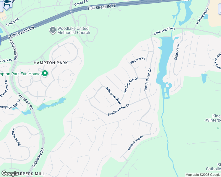 map of restaurants, bars, coffee shops, grocery stores, and more near 7825 Willow Walk Drive in Chesterfield