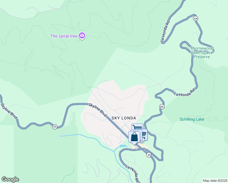 map of restaurants, bars, coffee shops, grocery stores, and more near 5 Stadler Drive in Woodside