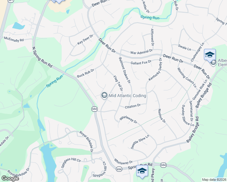 map of restaurants, bars, coffee shops, grocery stores, and more near 8637 Whirlaway Drive in Midlothian