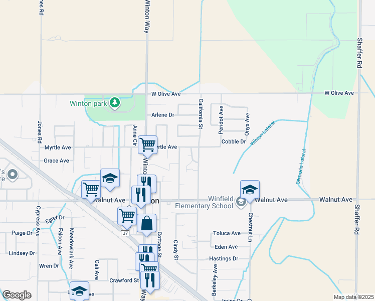 map of restaurants, bars, coffee shops, grocery stores, and more near 6867 Beth Circle in Winton