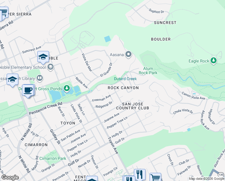 map of restaurants, bars, coffee shops, grocery stores, and more near 12641 Tallent Avenue in San Jose