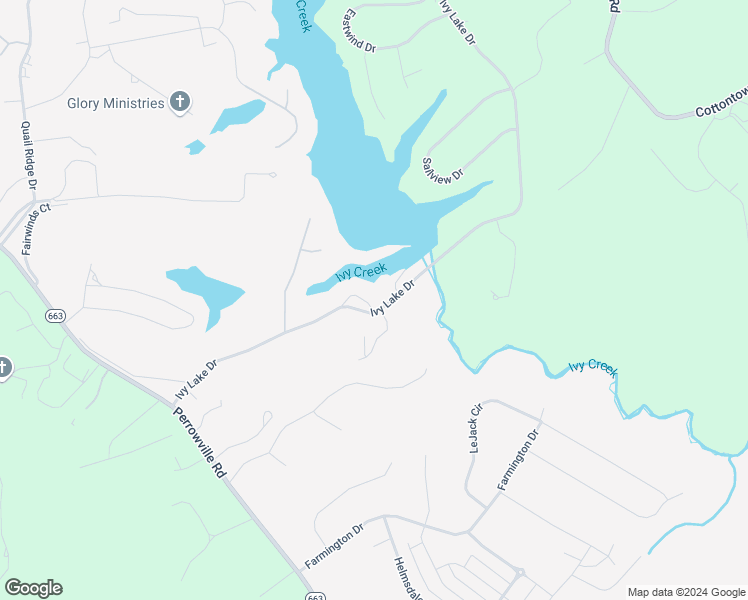 map of restaurants, bars, coffee shops, grocery stores, and more near 702 Ivy Lake Drive in Forest