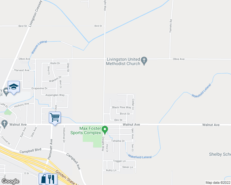 map of restaurants, bars, coffee shops, grocery stores, and more near 2865 Evergreen Court in Livingston