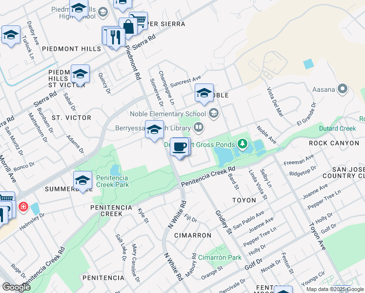 map of restaurants, bars, coffee shops, grocery stores, and more near 1055 Colette Drive in San Jose