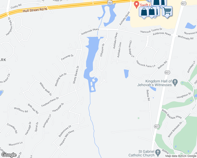 map of restaurants, bars, coffee shops, grocery stores, and more near 7818 Halyard Court in Chesterfield