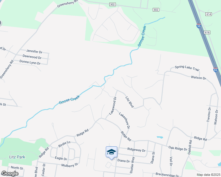 map of restaurants, bars, coffee shops, grocery stores, and more near 2208 Litz Boulevard in Jackson