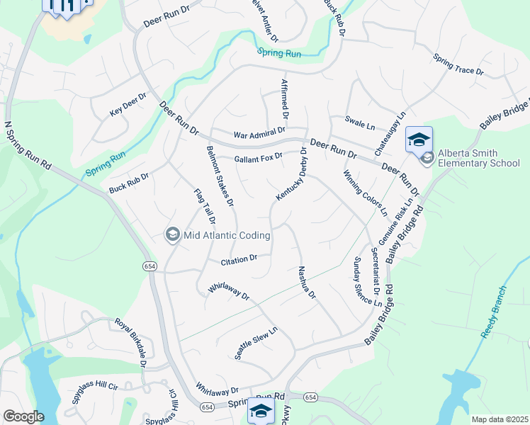 map of restaurants, bars, coffee shops, grocery stores, and more near 13800 Kentucky Derby Place in Midlothian