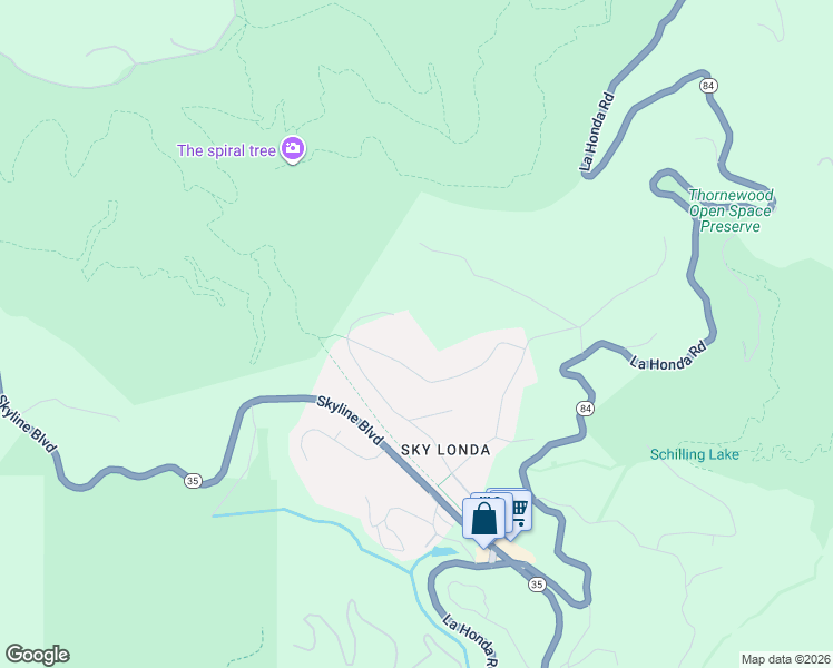 map of restaurants, bars, coffee shops, grocery stores, and more near 5 Stadler Drive in Woodside