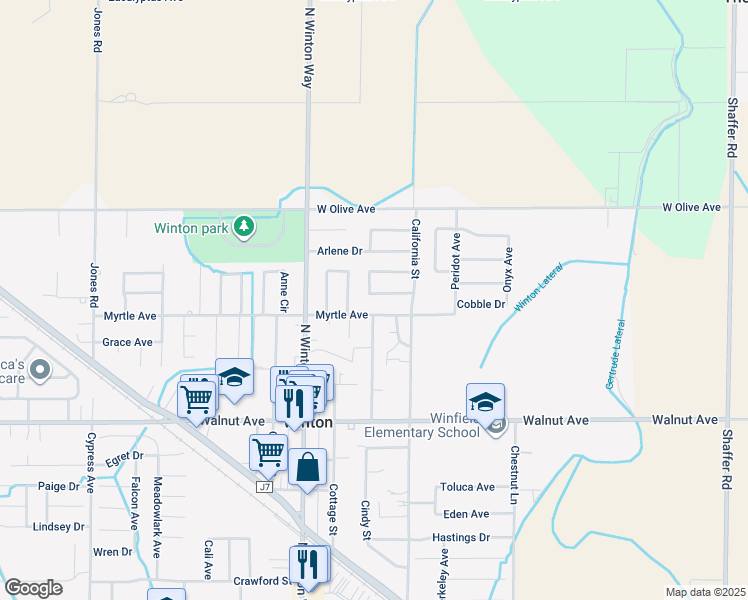 map of restaurants, bars, coffee shops, grocery stores, and more near 6867 Beth Cir in Winton