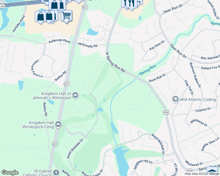 map of restaurants, bars, coffee shops, grocery stores, and more near 14401 Old Bond Street in Chesterfield