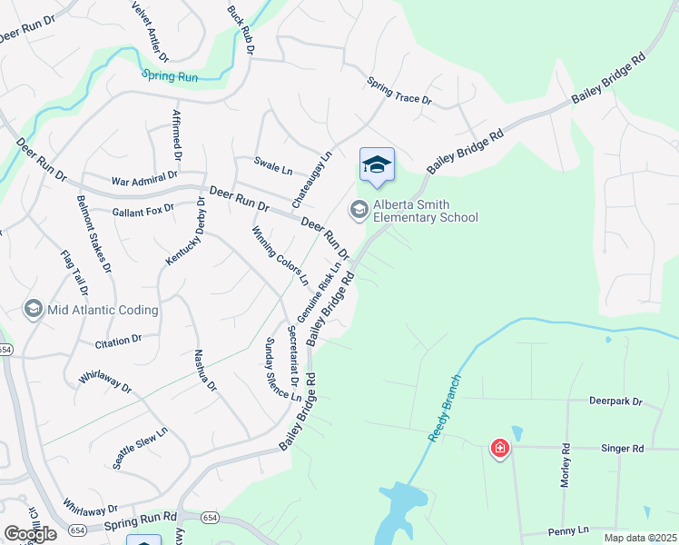 map of restaurants, bars, coffee shops, grocery stores, and more near 7507 Genuine Risk Lane in Midlothian