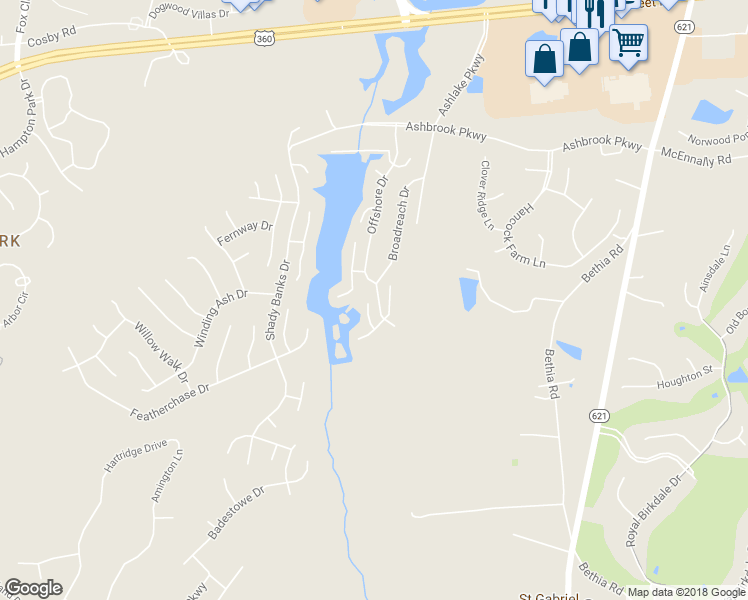 map of restaurants, bars, coffee shops, grocery stores, and more near 7803 Halyard Court in Chesterfield