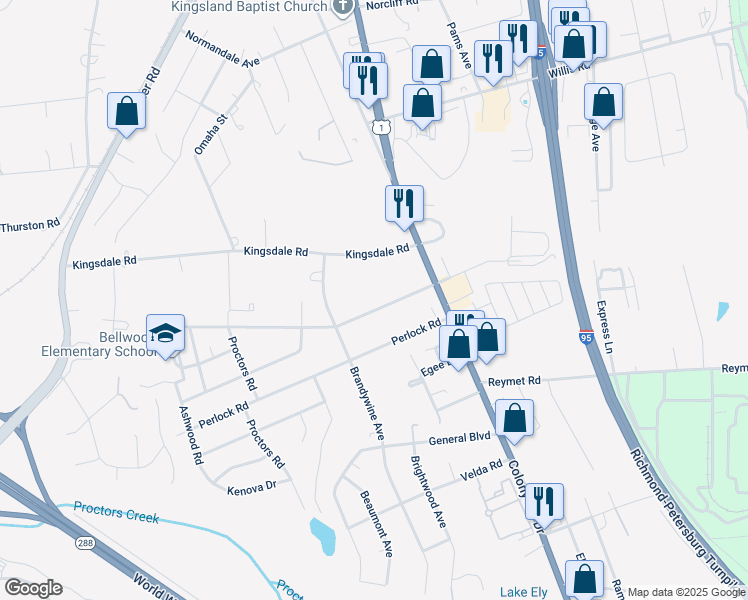 map of restaurants, bars, coffee shops, grocery stores, and more near 2700 Galena Avenue in Richmond
