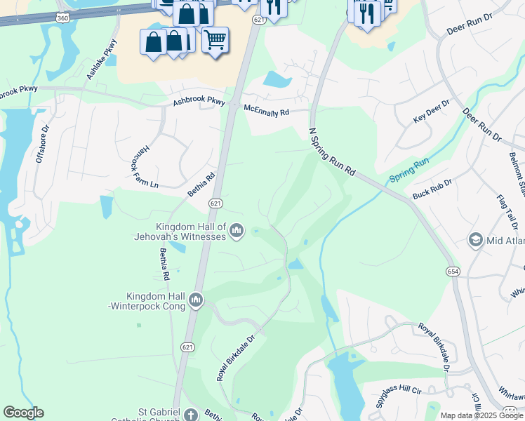 map of restaurants, bars, coffee shops, grocery stores, and more near 8123 Turning Lane in Chesterfield