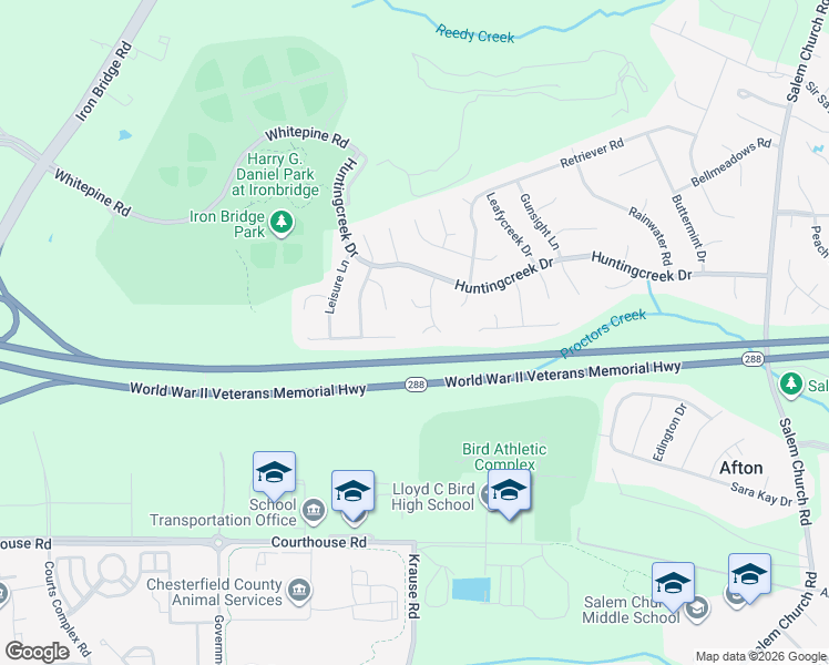 map of restaurants, bars, coffee shops, grocery stores, and more near 6204 Pointer Circle in Richmond