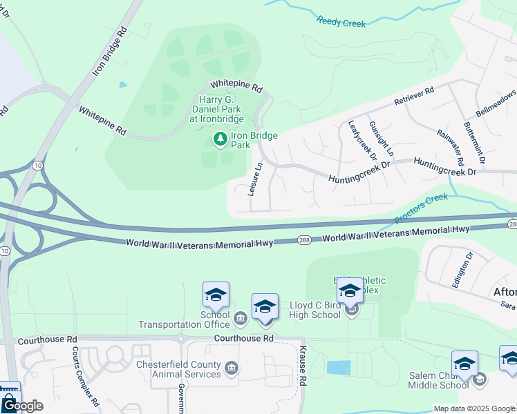 map of restaurants, bars, coffee shops, grocery stores, and more near 6404 Leisure Terrace in Richmond