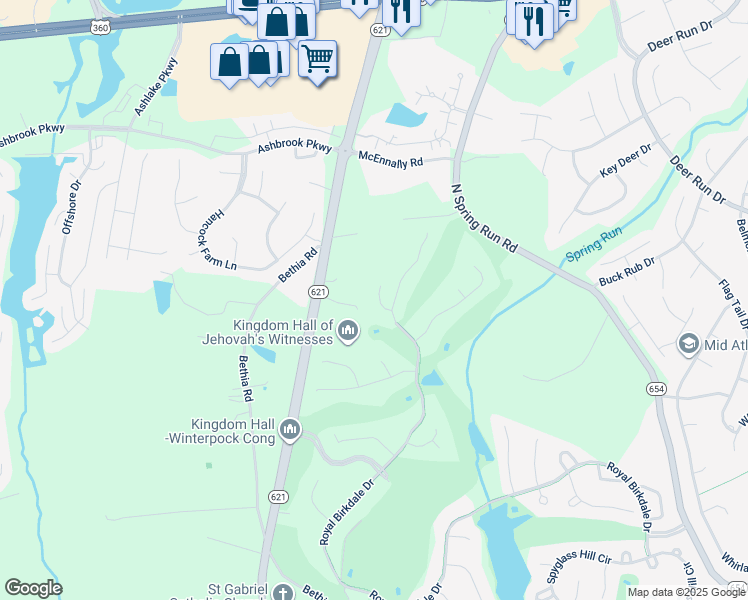 map of restaurants, bars, coffee shops, grocery stores, and more near 8118 Turning Lane in Chesterfield