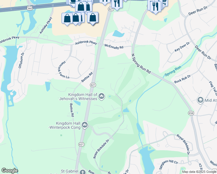 map of restaurants, bars, coffee shops, grocery stores, and more near 8118 Turning Lane in Chesterfield