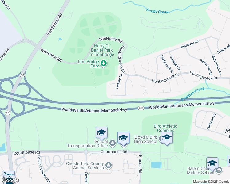 map of restaurants, bars, coffee shops, grocery stores, and more near 8908 Leisure Lane in Richmond