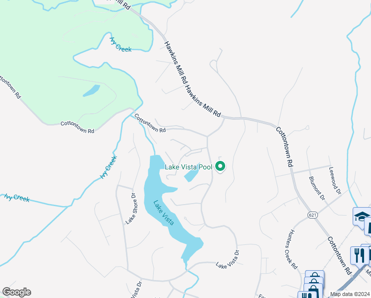 map of restaurants, bars, coffee shops, grocery stores, and more near 215 Walnut Ridge Drive in Forest