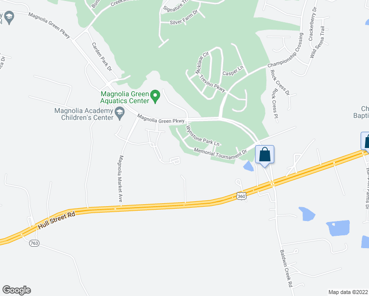 map of restaurants, bars, coffee shops, grocery stores, and more near 17617 Memorial Tournament Drive in Moseley