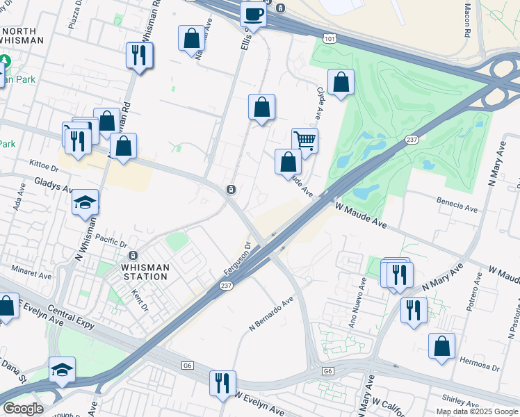 map of restaurants, bars, coffee shops, grocery stores, and more near 690 East Middlefield Road in Mountain View
