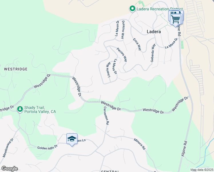 map of restaurants, bars, coffee shops, grocery stores, and more near 880 La Mesa Drive in Menlo Park