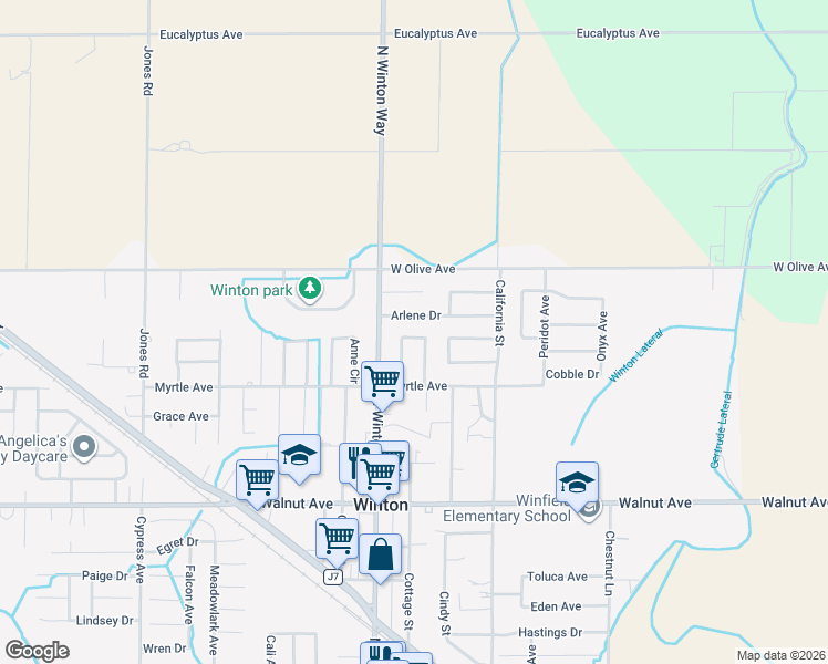 map of restaurants, bars, coffee shops, grocery stores, and more near 7316 Edythe Circle in Winton