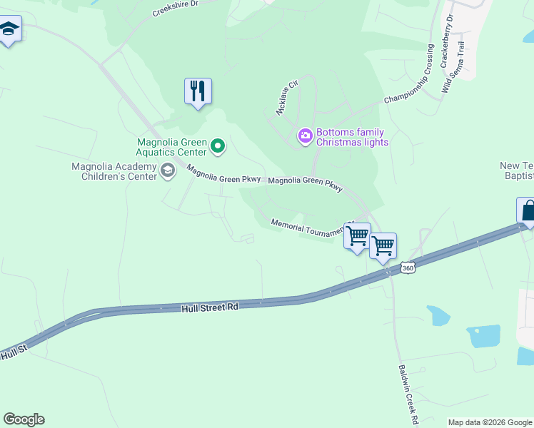 map of restaurants, bars, coffee shops, grocery stores, and more near 17631 Wynstone Park Lane in Moseley