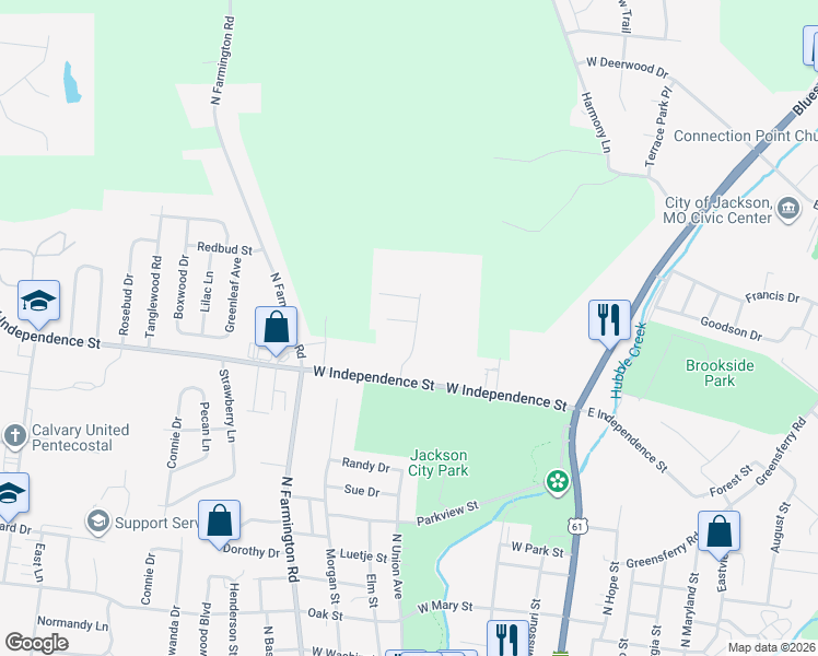 map of restaurants, bars, coffee shops, grocery stores, and more near 815 Crown Pointe Circle in Jackson