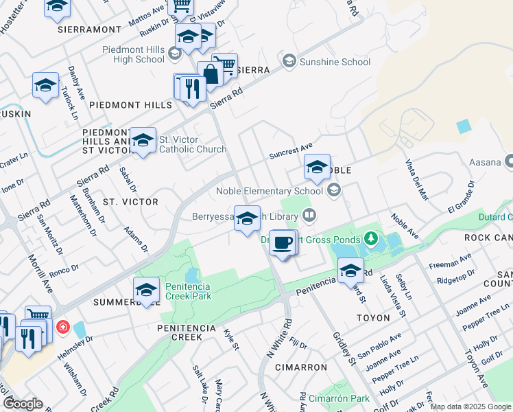 map of restaurants, bars, coffee shops, grocery stores, and more near 3326 Whitman Way in San Jose