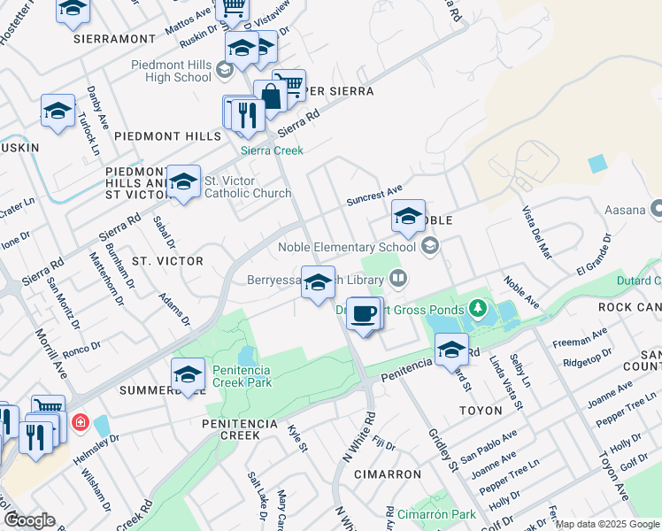 map of restaurants, bars, coffee shops, grocery stores, and more near 3326 Whitman Way in San Jose