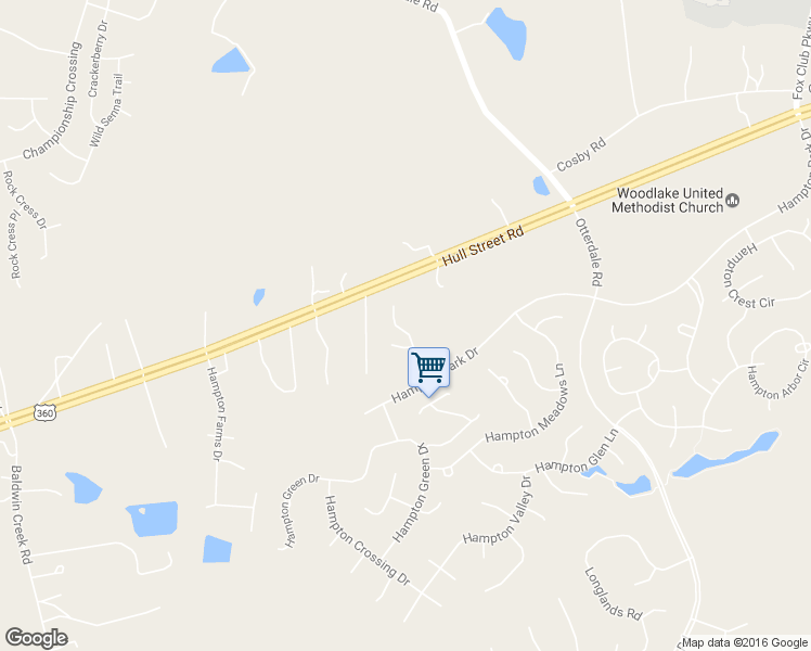 map of restaurants, bars, coffee shops, grocery stores, and more near 7737 Hampton Manor Court in Chesterfield