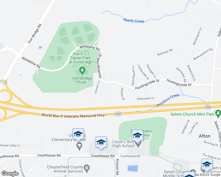 map of restaurants, bars, coffee shops, grocery stores, and more near 8907 Playground Circle in Richmond