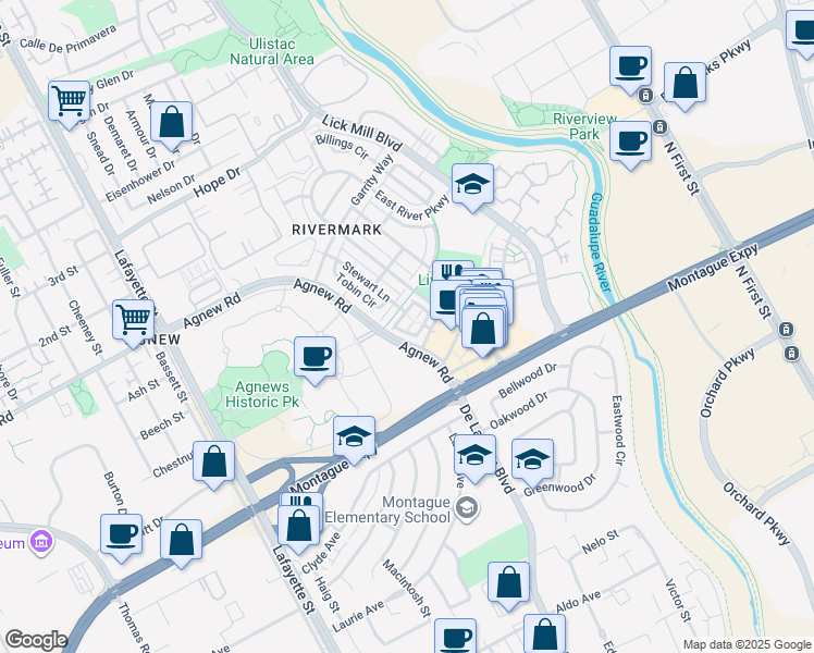 map of restaurants, bars, coffee shops, grocery stores, and more near 865 Transill Circle in Santa Clara