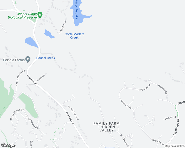 map of restaurants, bars, coffee shops, grocery stores, and more near 280 Family Farm Road in Woodside
