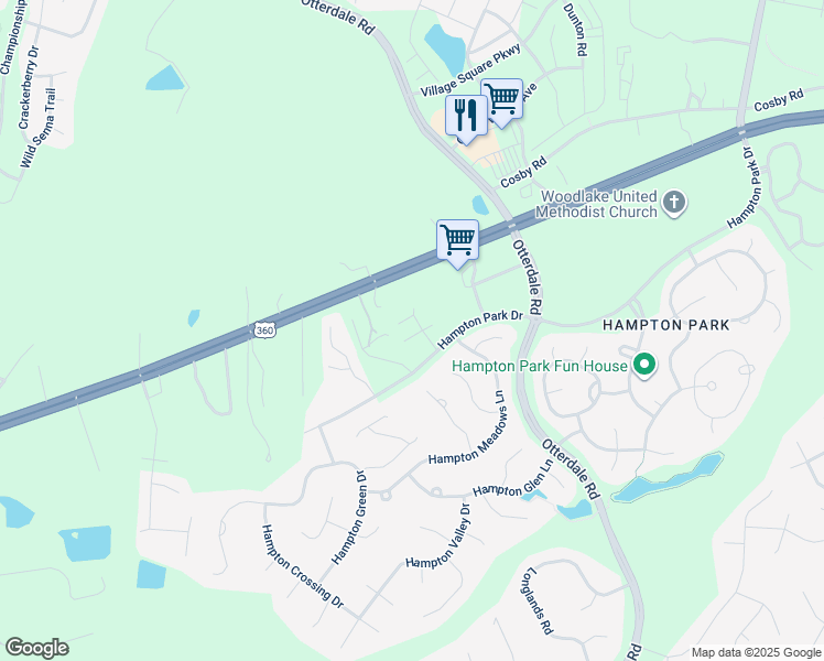 map of restaurants, bars, coffee shops, grocery stores, and more near 16206 Dogwood Tree Court in Moseley