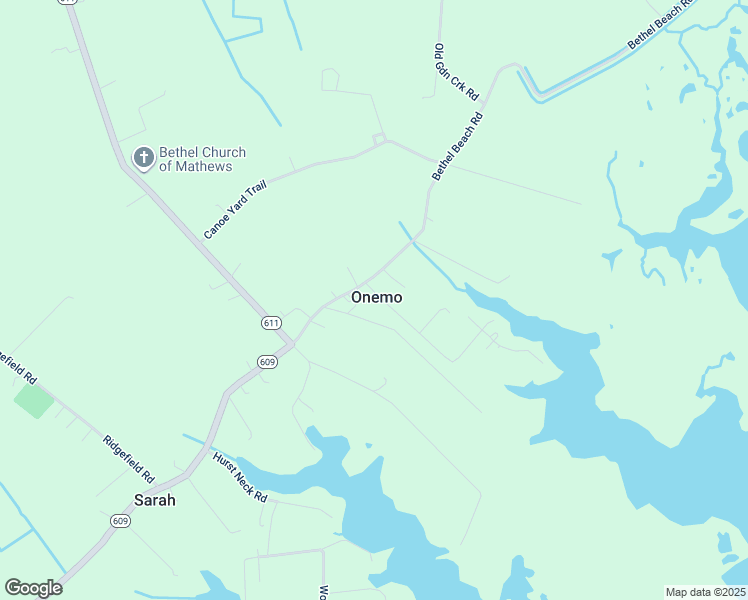 map of restaurants, bars, coffee shops, grocery stores, and more near 1815 Bethel Beach Road in Onemo