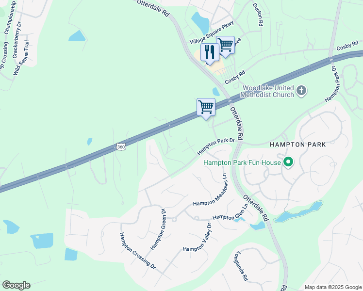 map of restaurants, bars, coffee shops, grocery stores, and more near 16221 White Oak Tree Court in Moseley