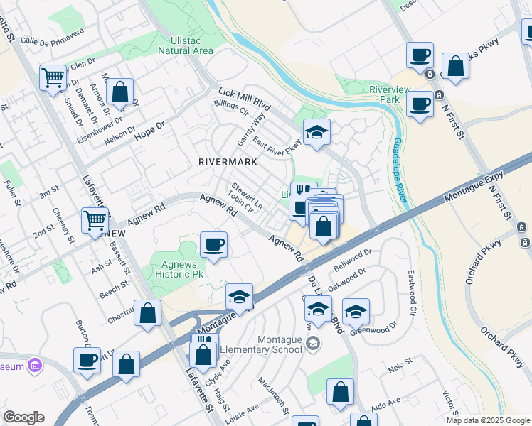 map of restaurants, bars, coffee shops, grocery stores, and more near 952 Cole Place in Santa Clara